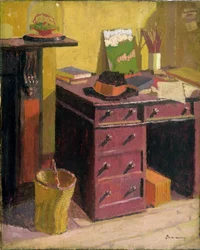 A mesa do artista, c.1915 (óleo sobre tela a bordo)